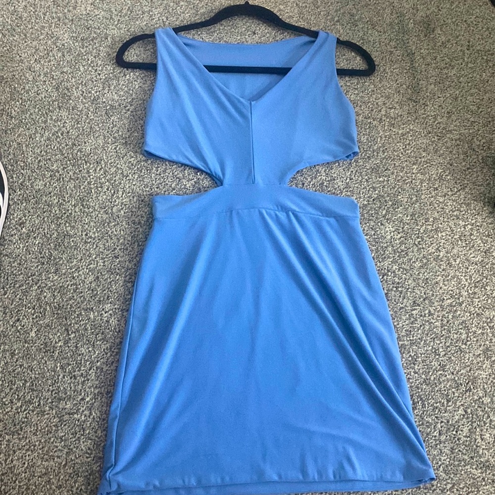 Side Cut out light blue mini dress